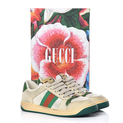 Gucci Nubuck Web Womens Screener Sneakers 36 Dusty Milk New Mystic White Vintage Green 11 of 11