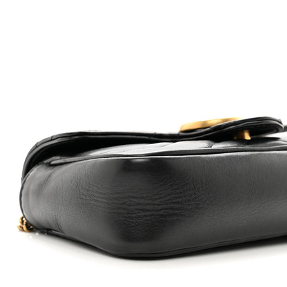 Gucci Calfskin Matelasse Super Mini GG Marmont Shoulder Bag Black 9 of 11