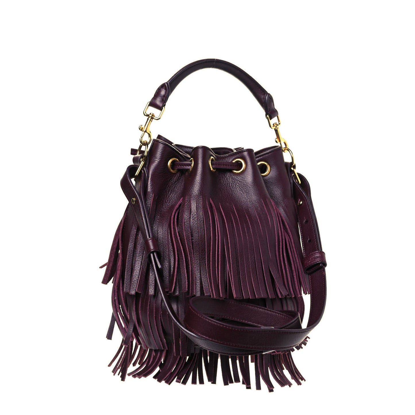 Calfskin Small Emmanuelle Fringe Hobo Bag Burgundy