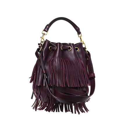 Saint Laurent Calfskin Small Emmanuelle Fringe Hobo Bag Burgundy 2 of 11