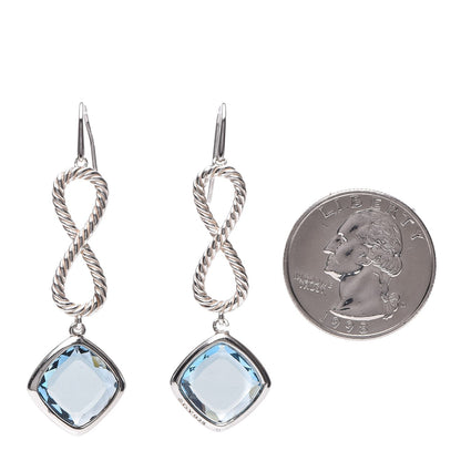 David Yurman Sterling Silver Blue Topaz Infinity Drop Earrings 2 of 3