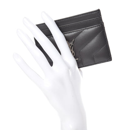 Saint Laurent Calfskin Y Quilted Monogram LouLou Credit Card Case Asphalt 2 of 11