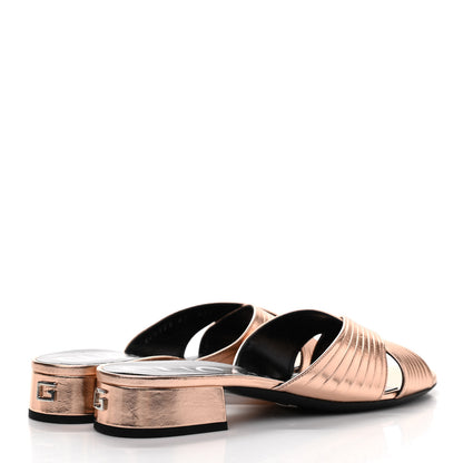 Gucci Metallic Nappa Crossover Flat Slide Sandals 37 Rose Gold 4 of 9
