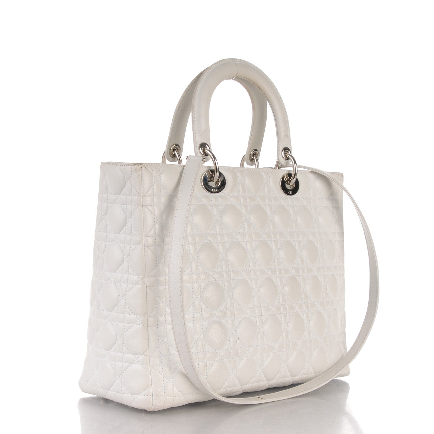 Christian Dior Lambskin Cannage Large Lady Dior White 3 of 9