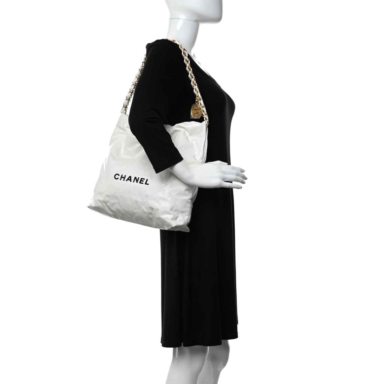 Chanel Shiny Calfskin Quilted Chanel 22 White 2 of 13