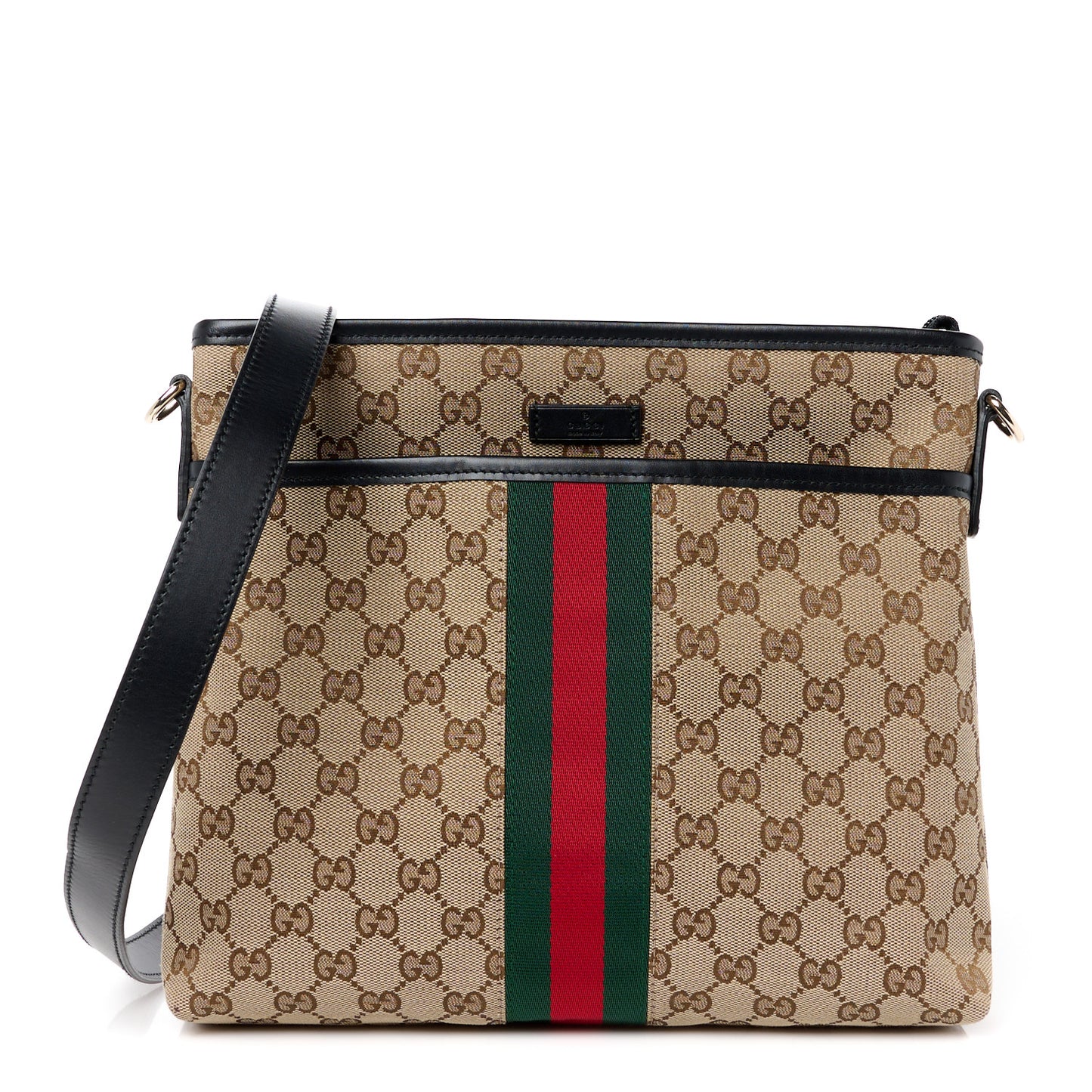 GG Monogram Web Flat Messenger Bag Black