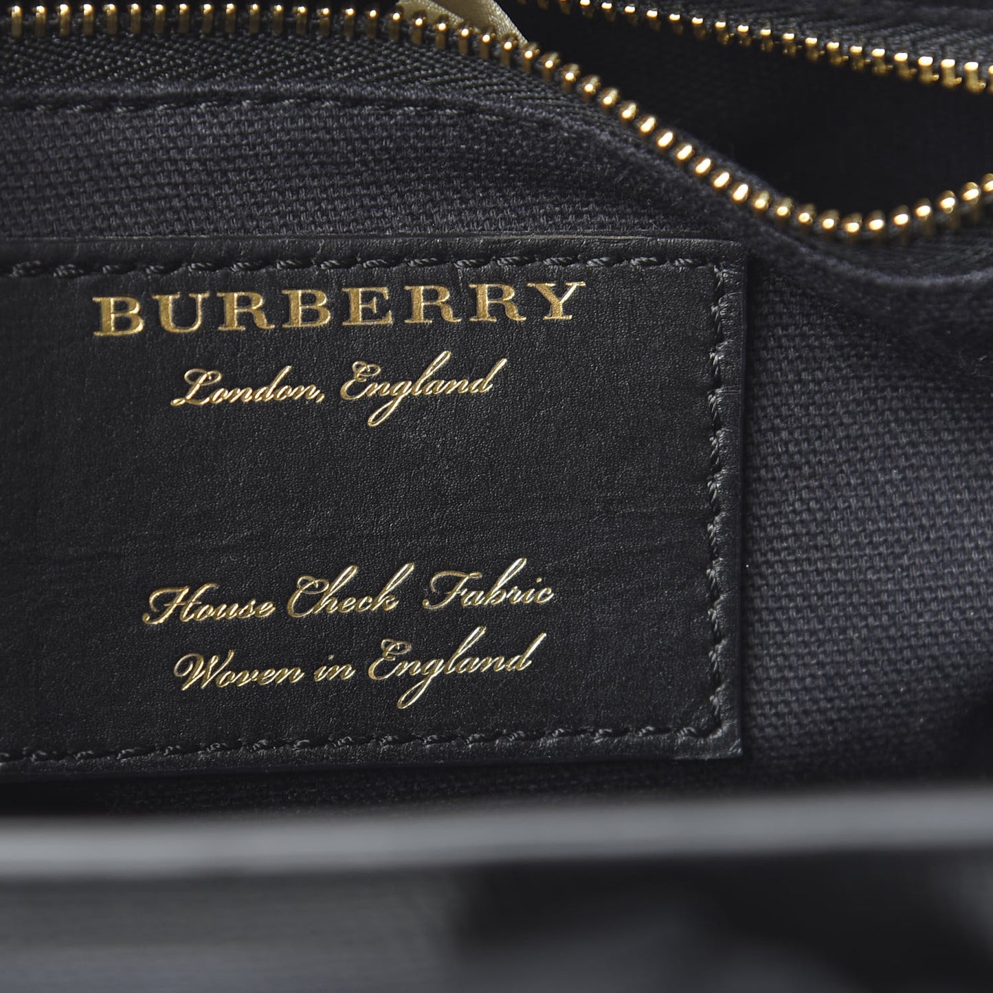 Grainy Calfskin House Check Small Banner Tote Black