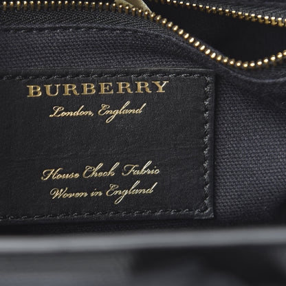 Burberry Grainy Calfskin House Check Small Banner Tote Black 6 of 11