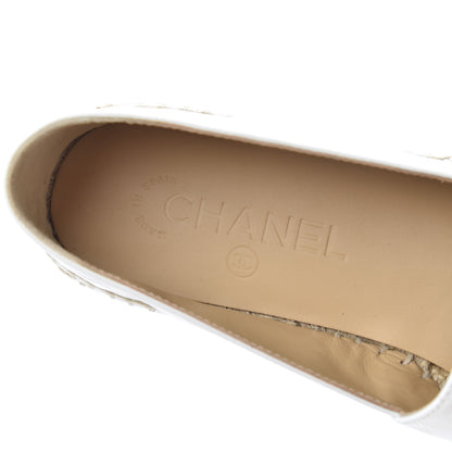 Chanel Distressed Patent CC Espadrilles 39 White Silver 6 of 12