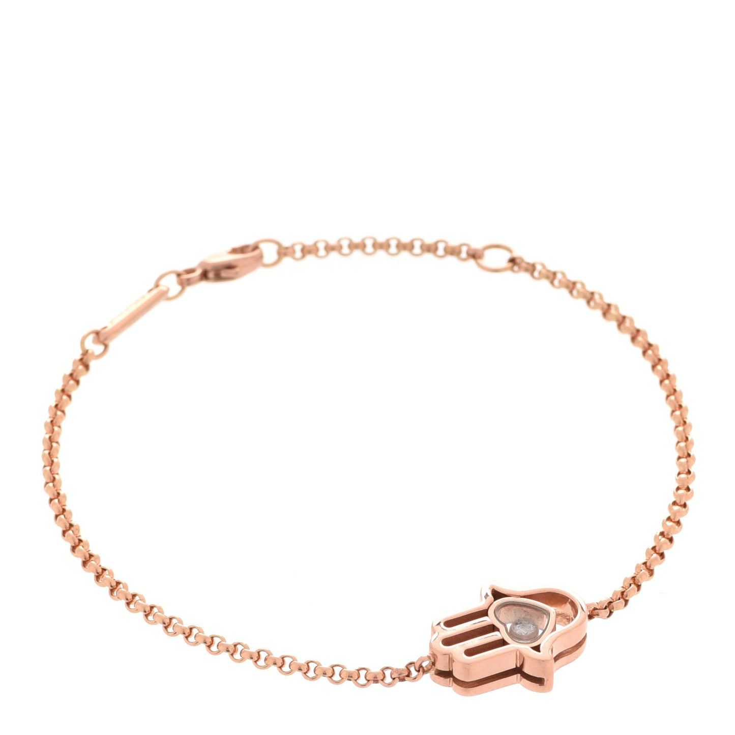 18K Rose Gold Diamond Happy Diamonds Good Luck Charm Hamsa Bracelet