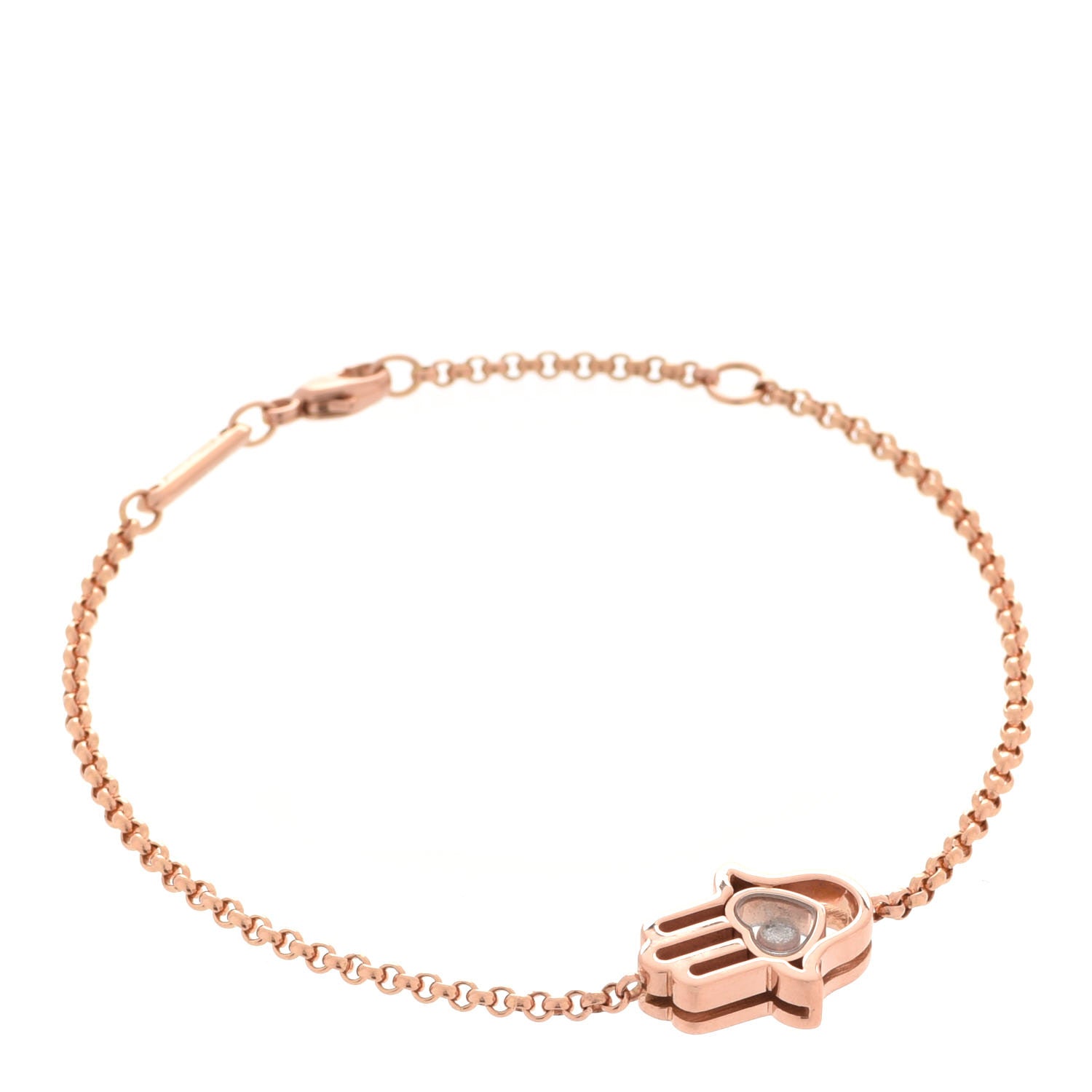 Chopard 18K Rose Gold Diamond Happy Diamonds Good Luck Charm Hamsa Bracelet 1 of 6