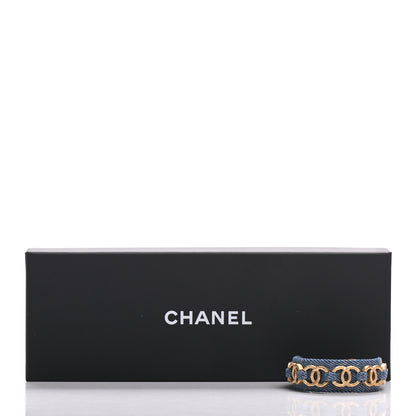 Chanel Denim CC Chain Link Bracelet Blue Gold 6 of 6