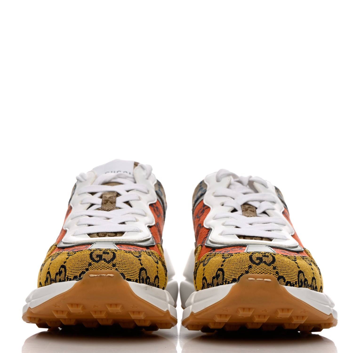 Gucci Monogram Multicolor Demetra Womens Rhyton Sneakers 38 Yellow Blue Great White Tabasco 2 of 12