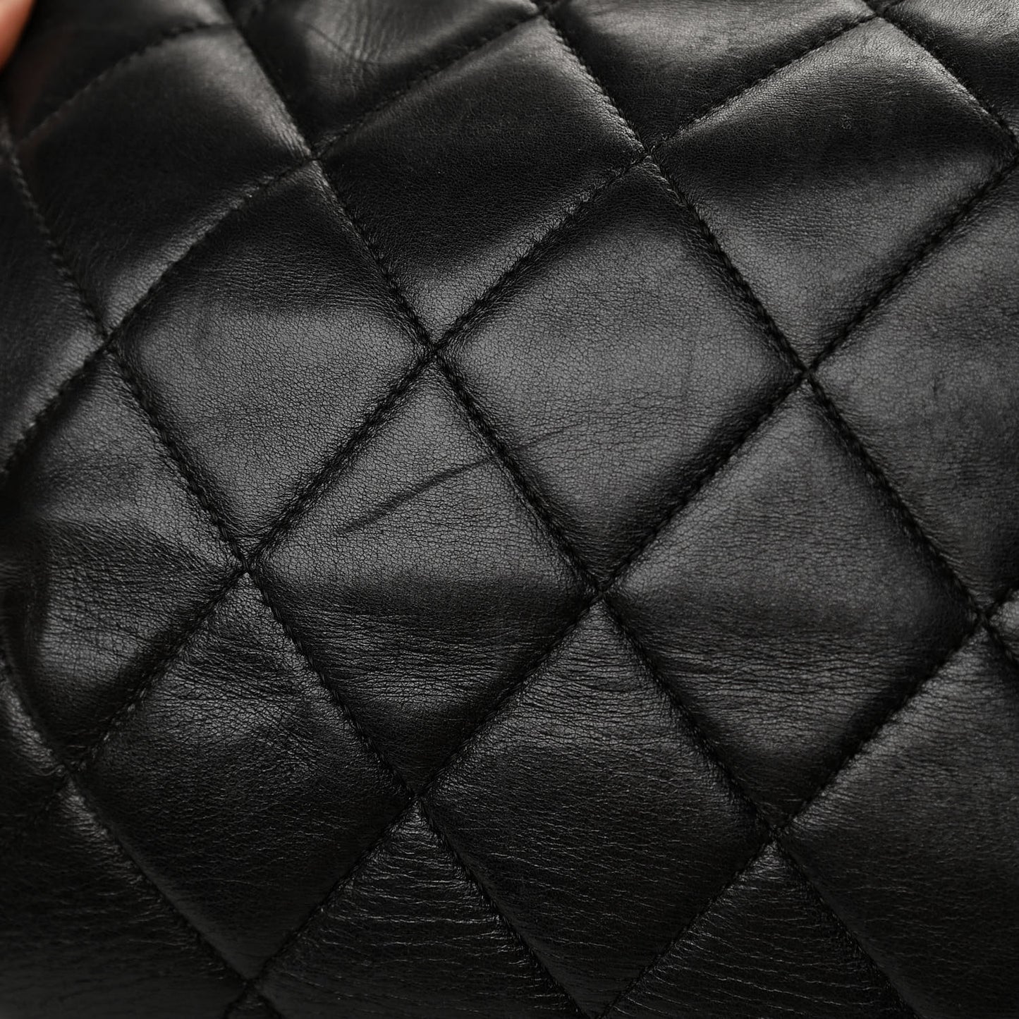 Lambskin Quilted Tote Black White