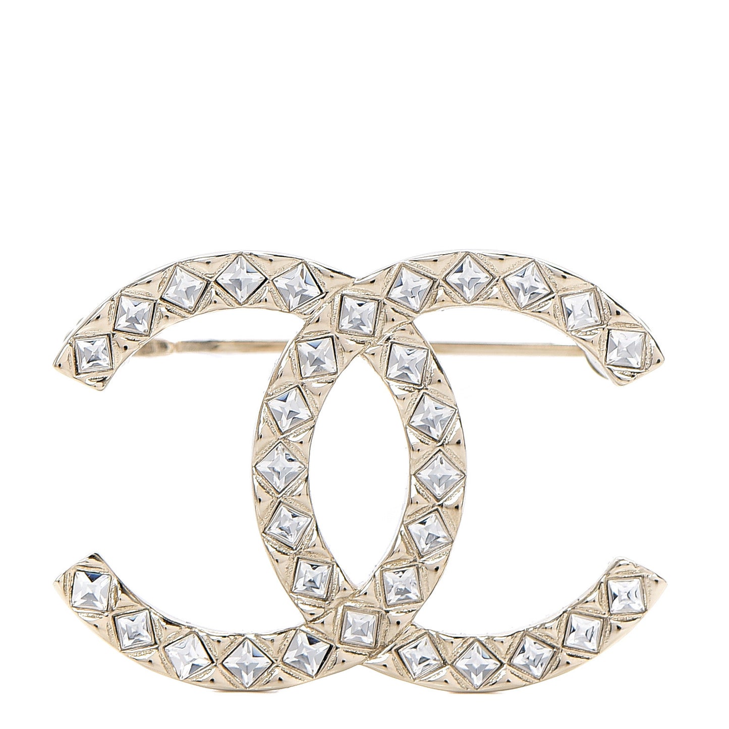 Crystal CC Brooch Light Gold