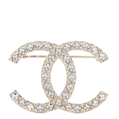 Chanel Crystal CC Brooch Light Gold 1 of 3