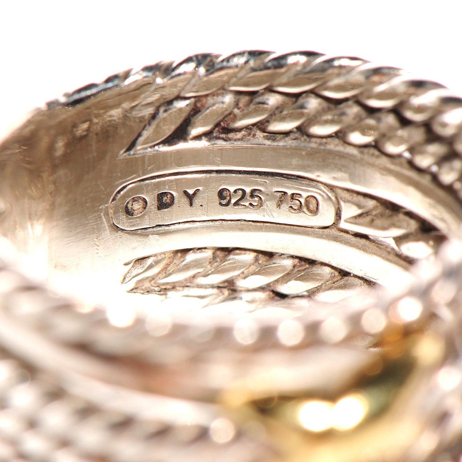 David Yurman Sterling Silver 18k Yellow Gold Double X Crossover Ring 5.5 5 of 5