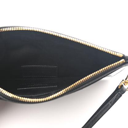 Saint Laurent Grain De Poudre Chevron Monogram Large Bill Pouch Black 5 of 9
