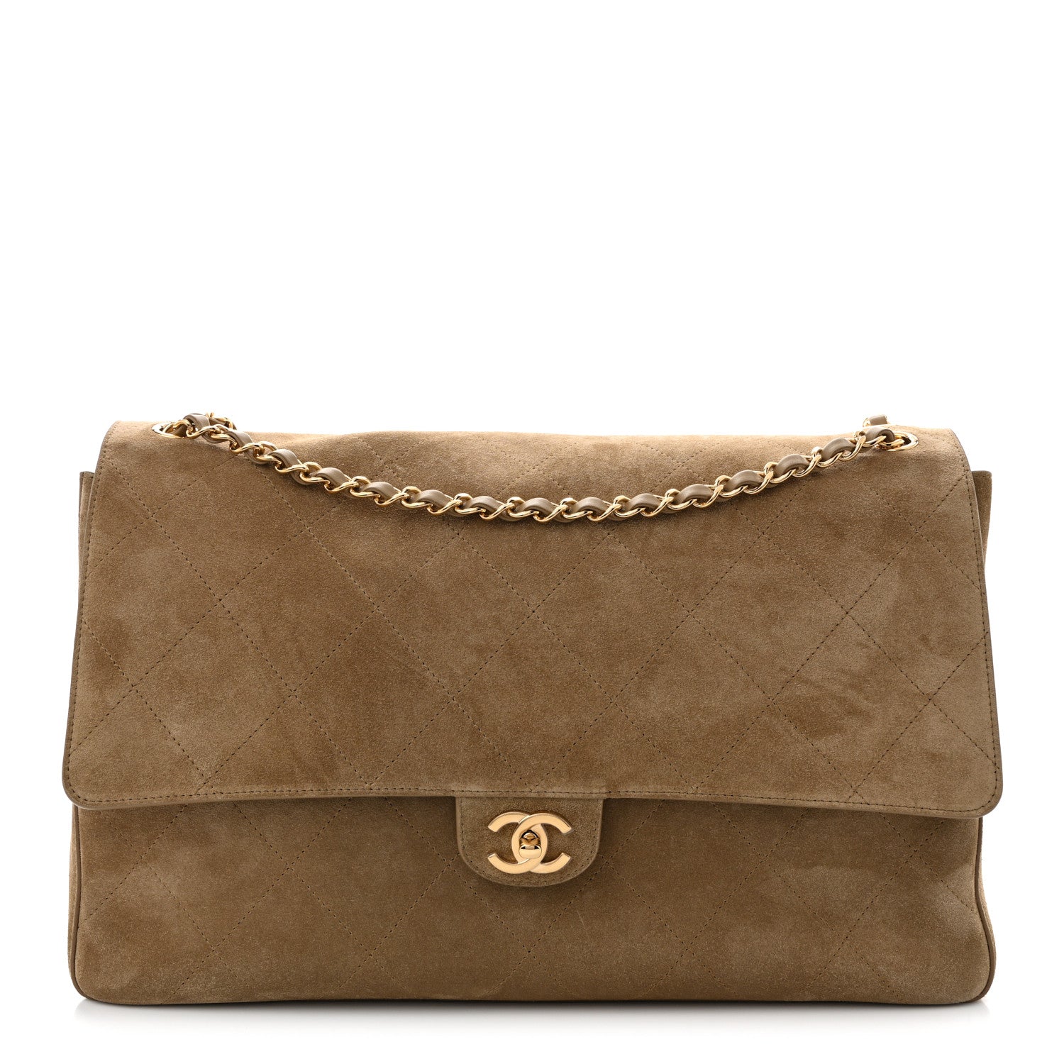 Chanel Suede Calfskin Souplissimo Maxi Flap Dark Beige 1 of 11