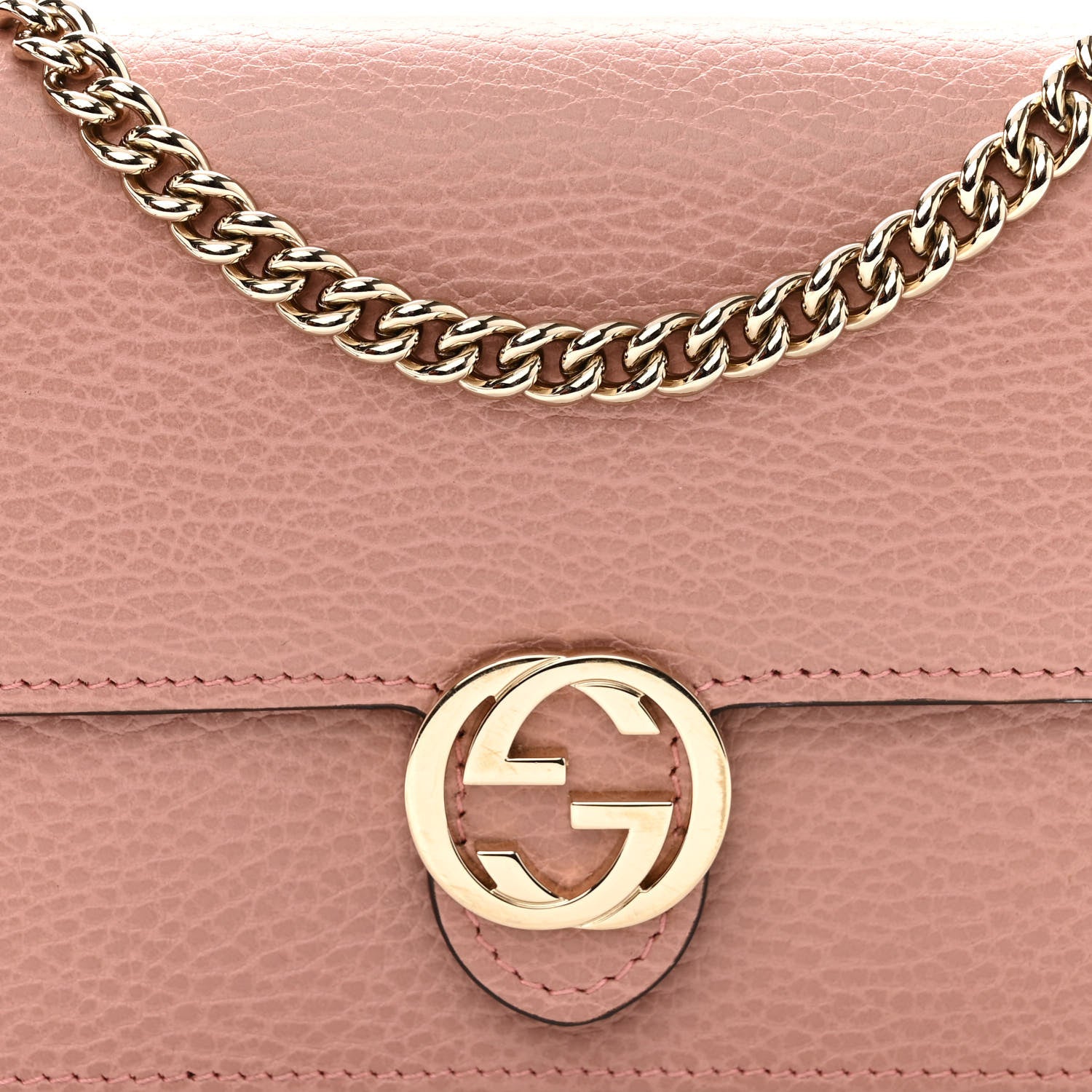 Gucci Dollar Calfskin Interlocking G Chain Wallet Soft Pink 7 of 11