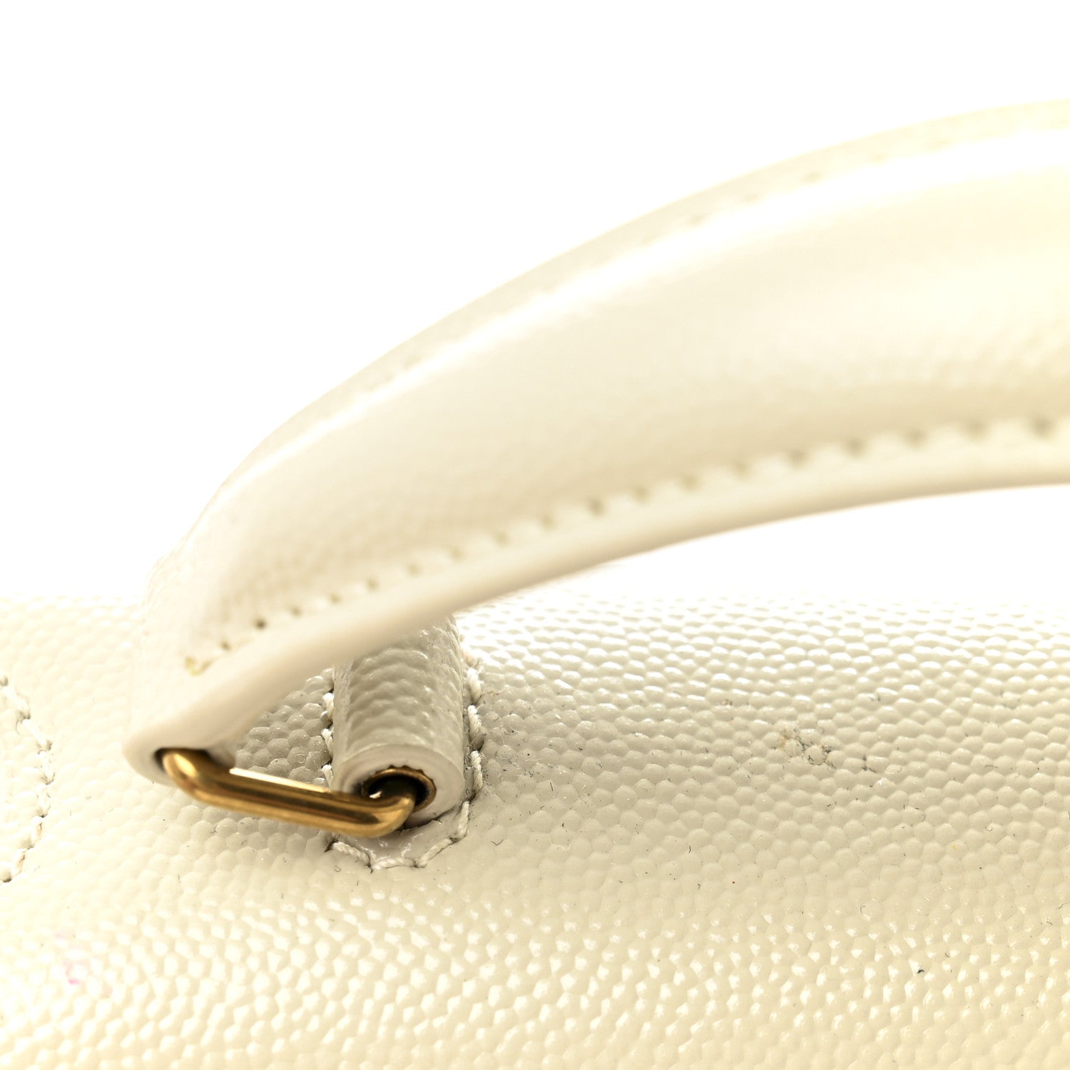 Saint Laurent Grain de Poudre Mini Classic Monogram Cassandra Top Handle Vintage White 10 of 12