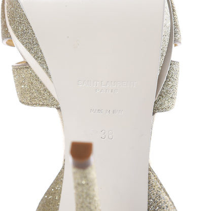 Saint Laurent Glitter Calfskin Tribute 105 Platform Sandals 38 Gold 7 of 8