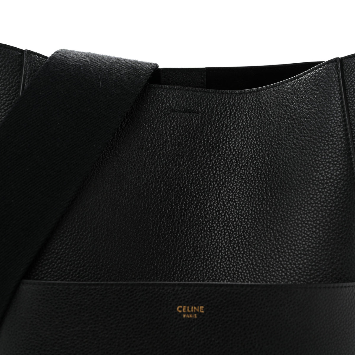Soft Grained Calfskin Sangle Bucket Bag Black