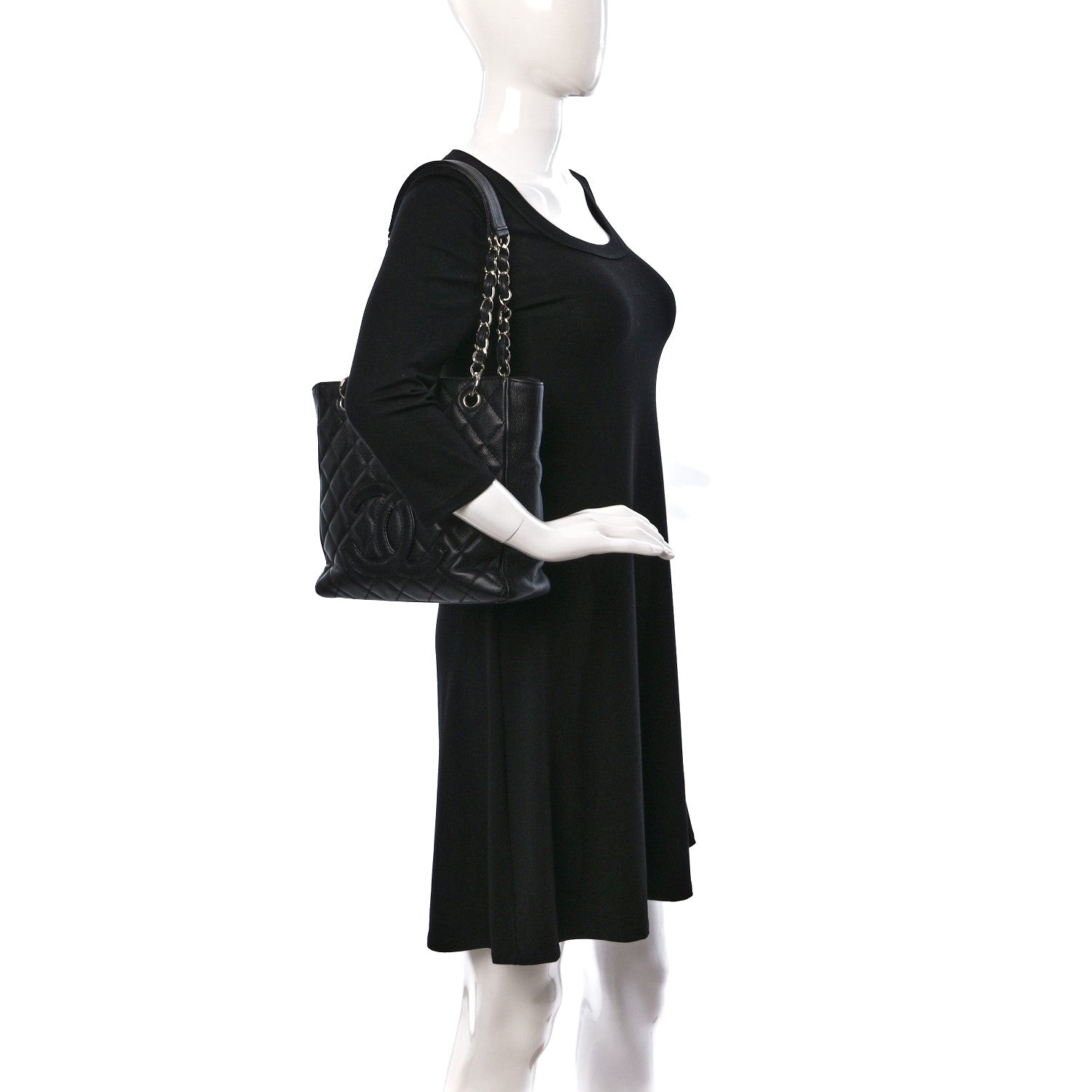 Chanel Caviar Quilted Petit Shopping Tote PST Black 2 of 9