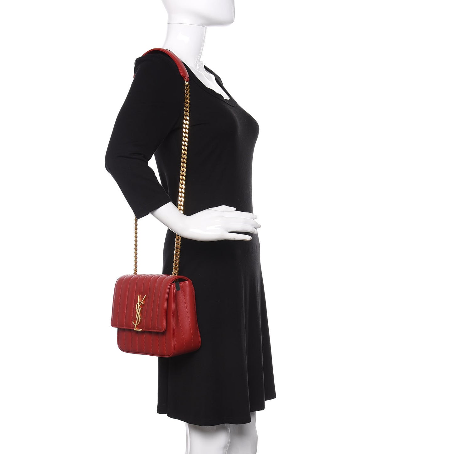 Lambskin Matelasse Monogram Medium Vicky Chain Bag Rouge Eros