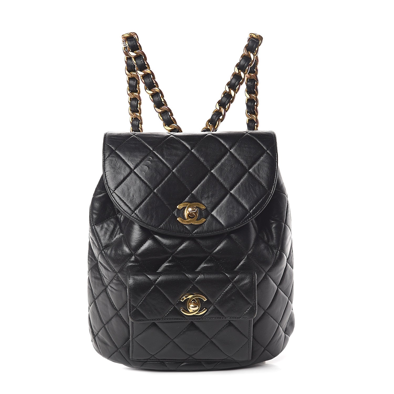 Chanel Lambskin Quilted Drawstring Backpack Black 1 of 8