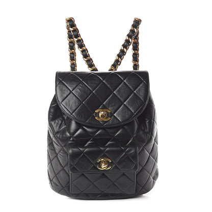 Chanel Lambskin Quilted Drawstring Backpack Black 1 of 8