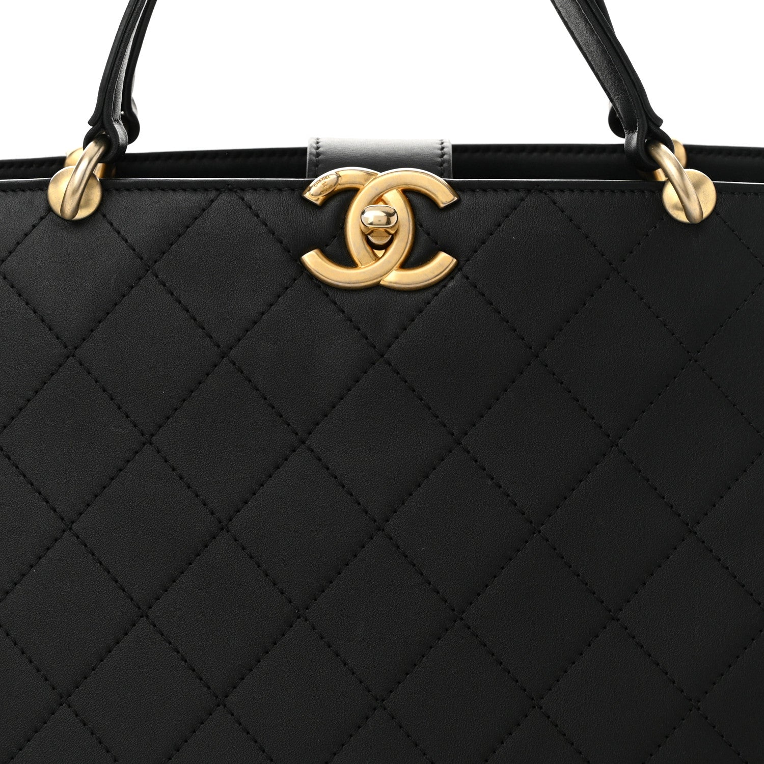 Chanel Calfskin Stitched Large Shopping Tote Bag Black 8 of 10