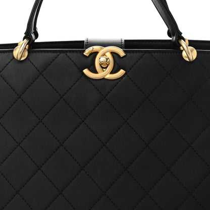 Chanel Calfskin Stitched Large Shopping Tote Bag Black 8 of 10