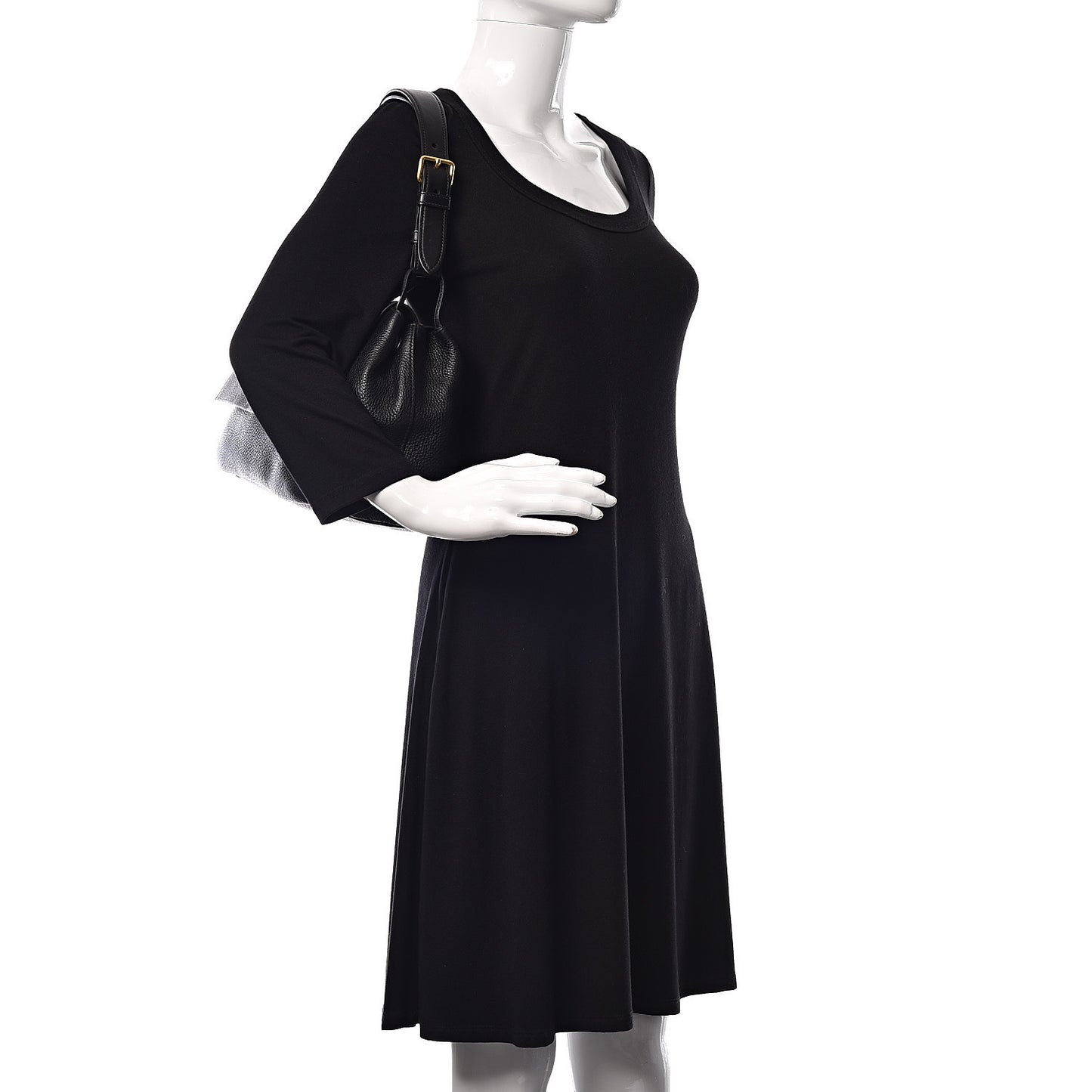 Vitello Daino Flap Shoulder Bag Black