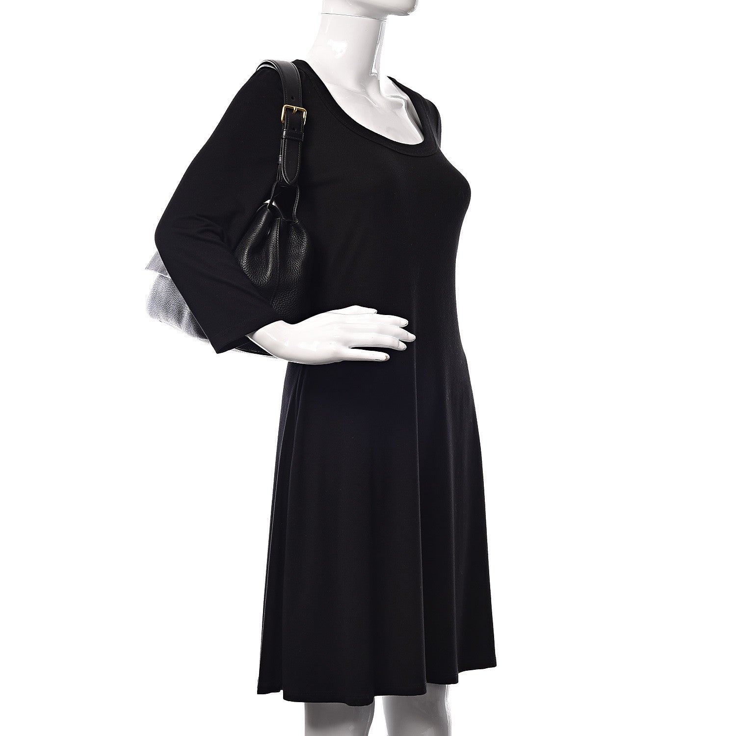 Prada Vitello Daino Flap Shoulder Bag Black 2 of 11