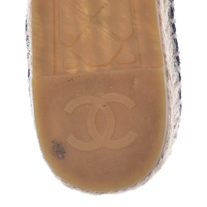 Chanel Denim Toile CC Espadrilles 35 Navy Black 11 of 12