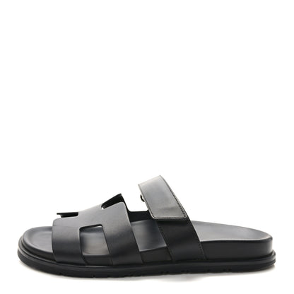 Hermes Calfskin Womens Chypre Sandals 39.5 Black 1 of 10