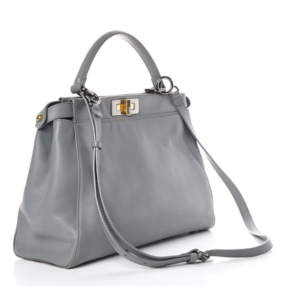 Fendi Vitello Suede Medium Peekaboo Iconic Satchel Grigio Chiaro 3 of 20