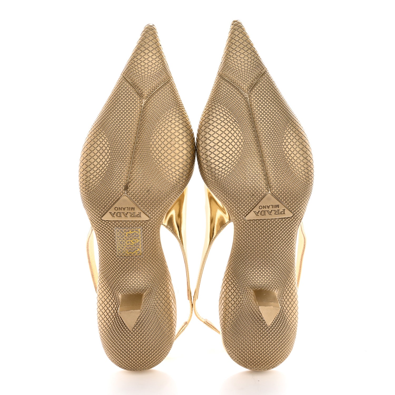 Prada Spazzolato Triangle Logo Pointed Toe 45mm Slingback Pumps 36 Platino 5 of 12