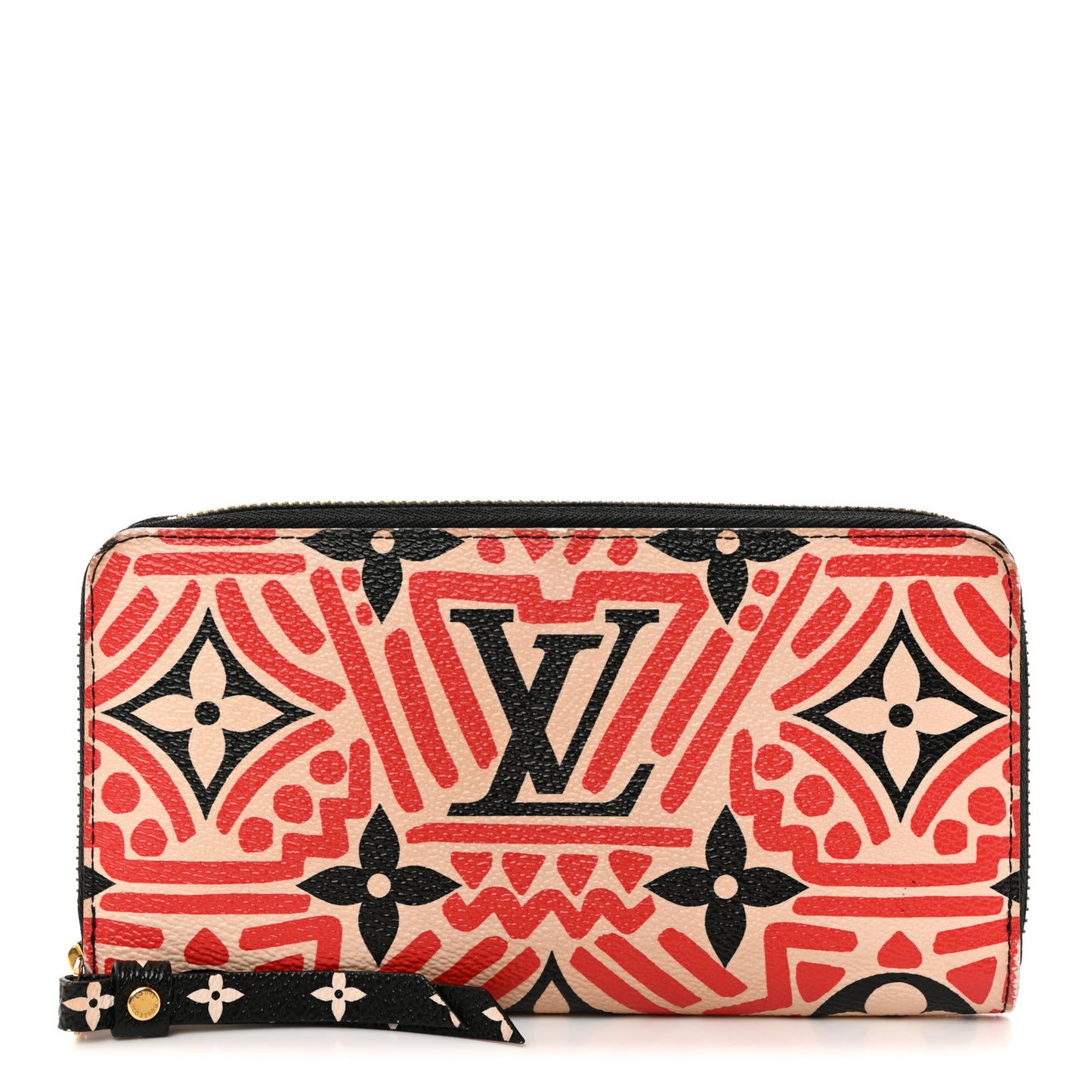 LOUIS VUITTON Monogram Giant Crafty Zippy Wallet Creme Rouge Black