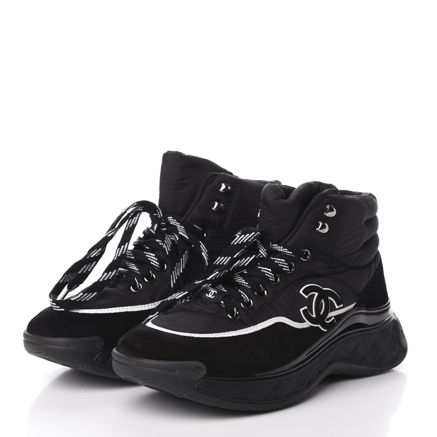 Chanel Fabric Suede Womens CC Sneakers 36.5 Black 2 of 10