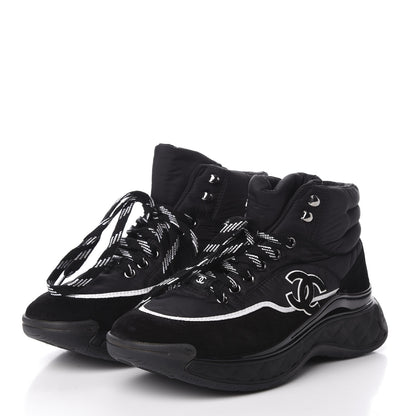 Chanel Fabric Suede Womens CC Sneakers 36.5 Black 2 of 10