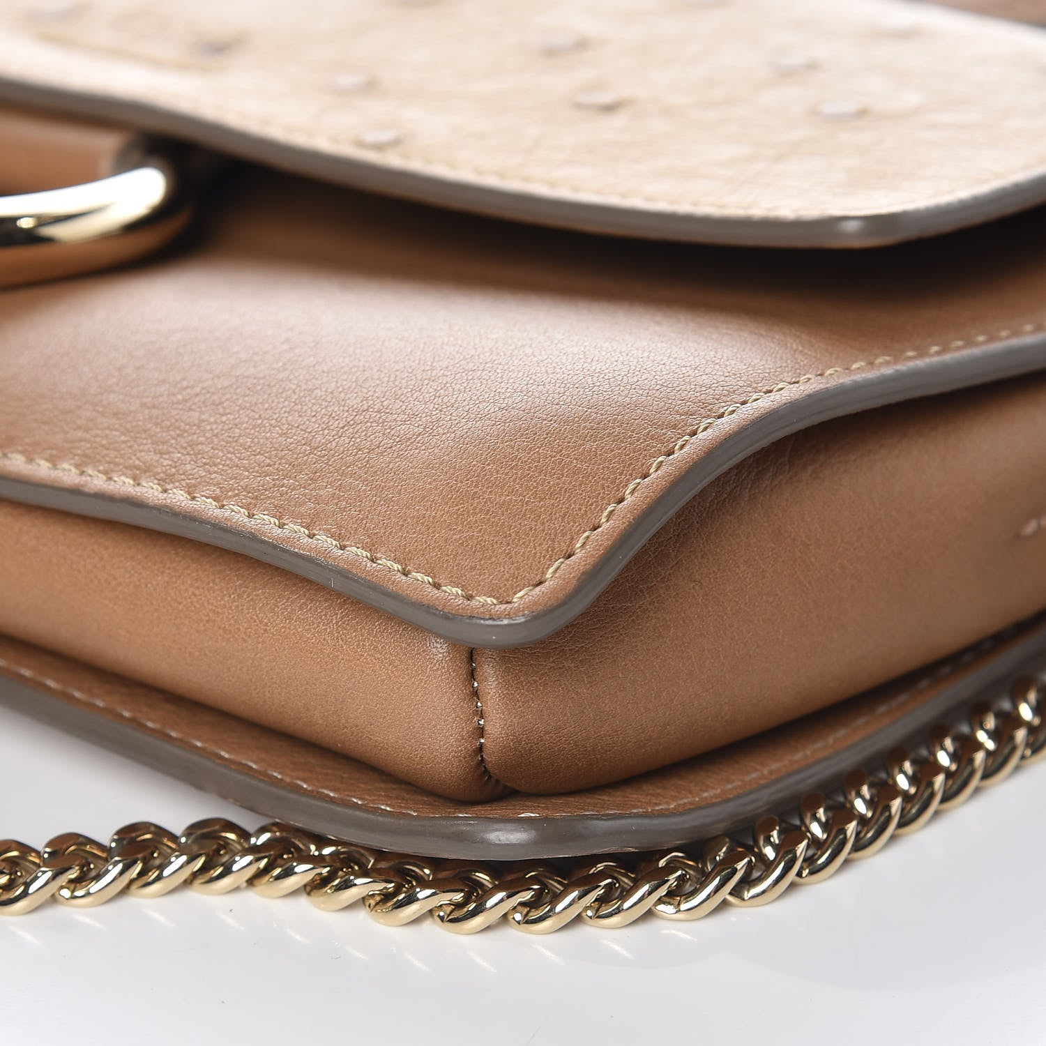 Chloe Ostrich Calfskin Small Faye Shoulder Bag Light Brown 6 of 10