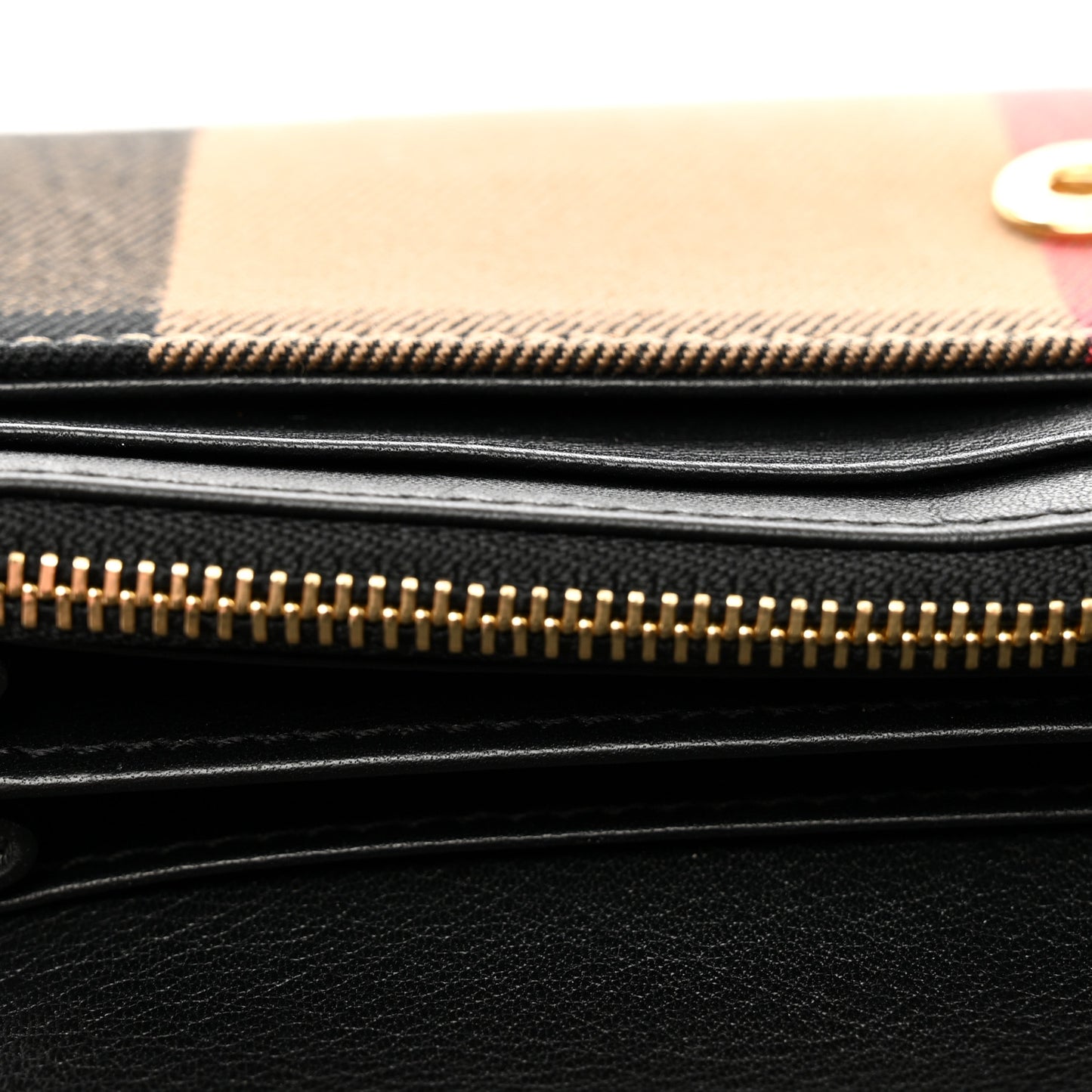 Calfskin House Check Porter Continental Wallet Black