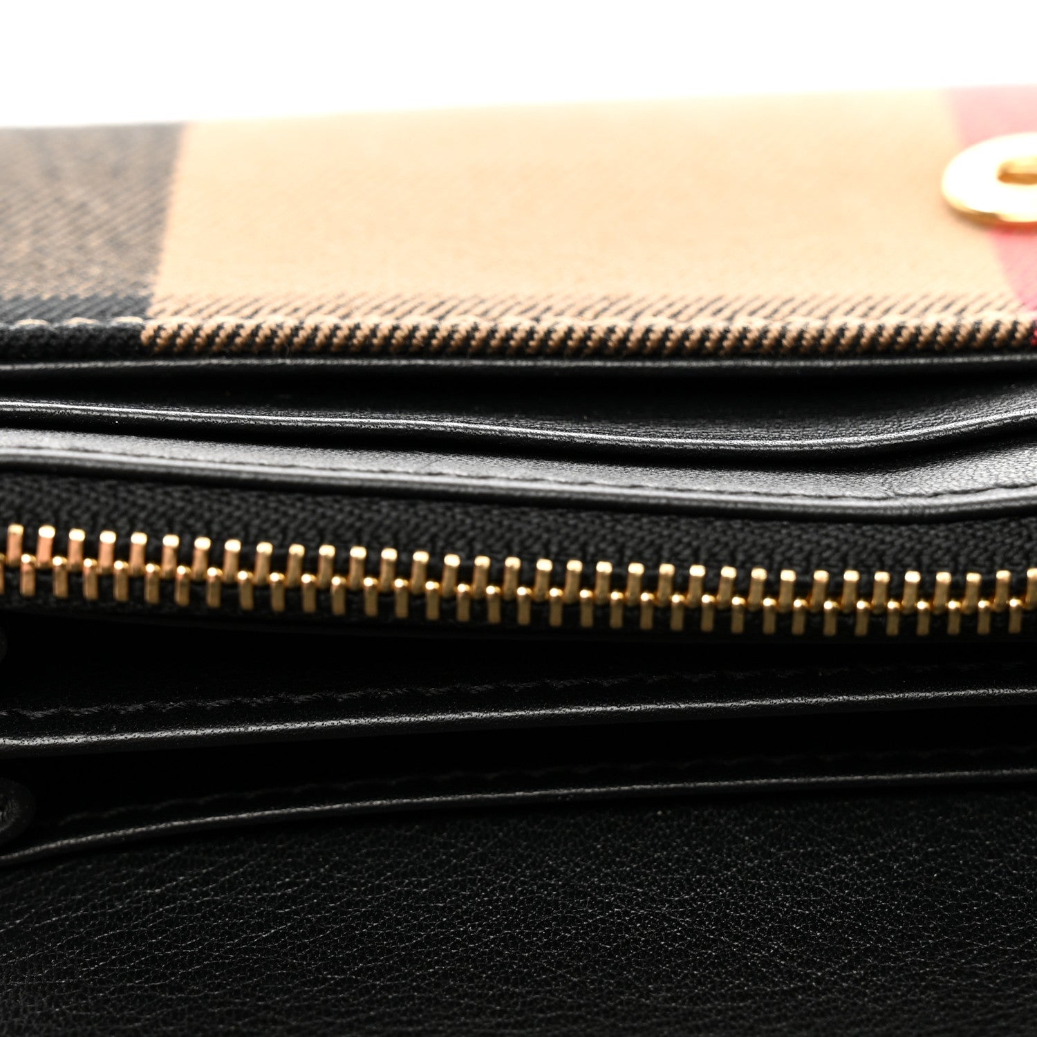 Burberry Calfskin House Check Porter Continental Wallet Black 7 of 8