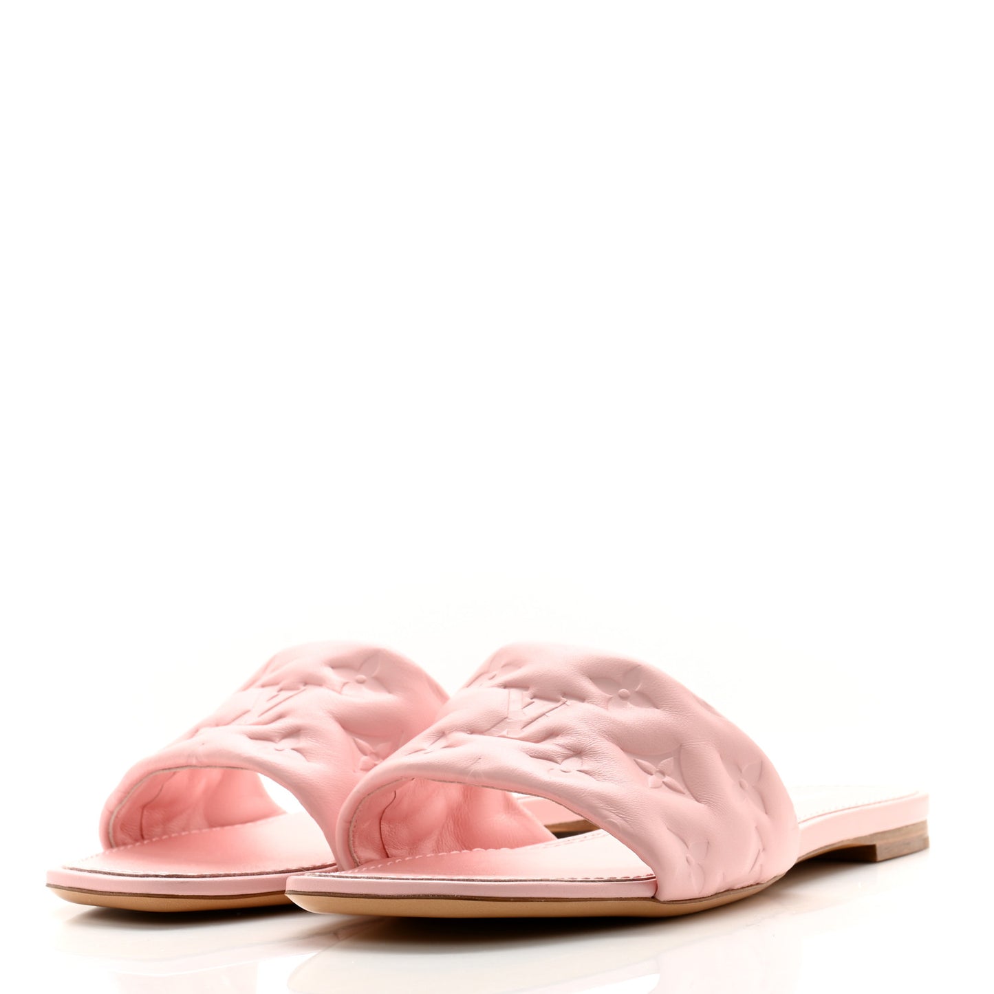 Lambskin Embossed Monogram Revival Flat Mules 41 Rose Clair