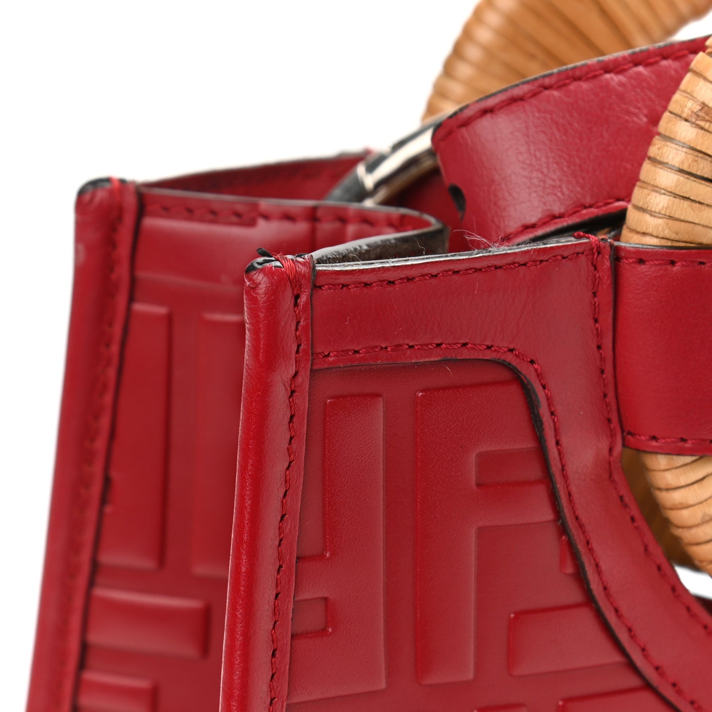 Vitello Century Wicker FF 1974 Embossed Small Runaway Shopper Tote Fragola