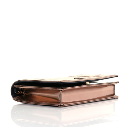 Christian Dior Metallic Patent Micro-Cannage Diorama Wallet on Chain Pouch Gold 3 of 4