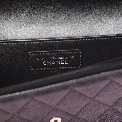 Chanel Iridescent Caviar Quilted Classic Pouch Clutch Black 8 of 12