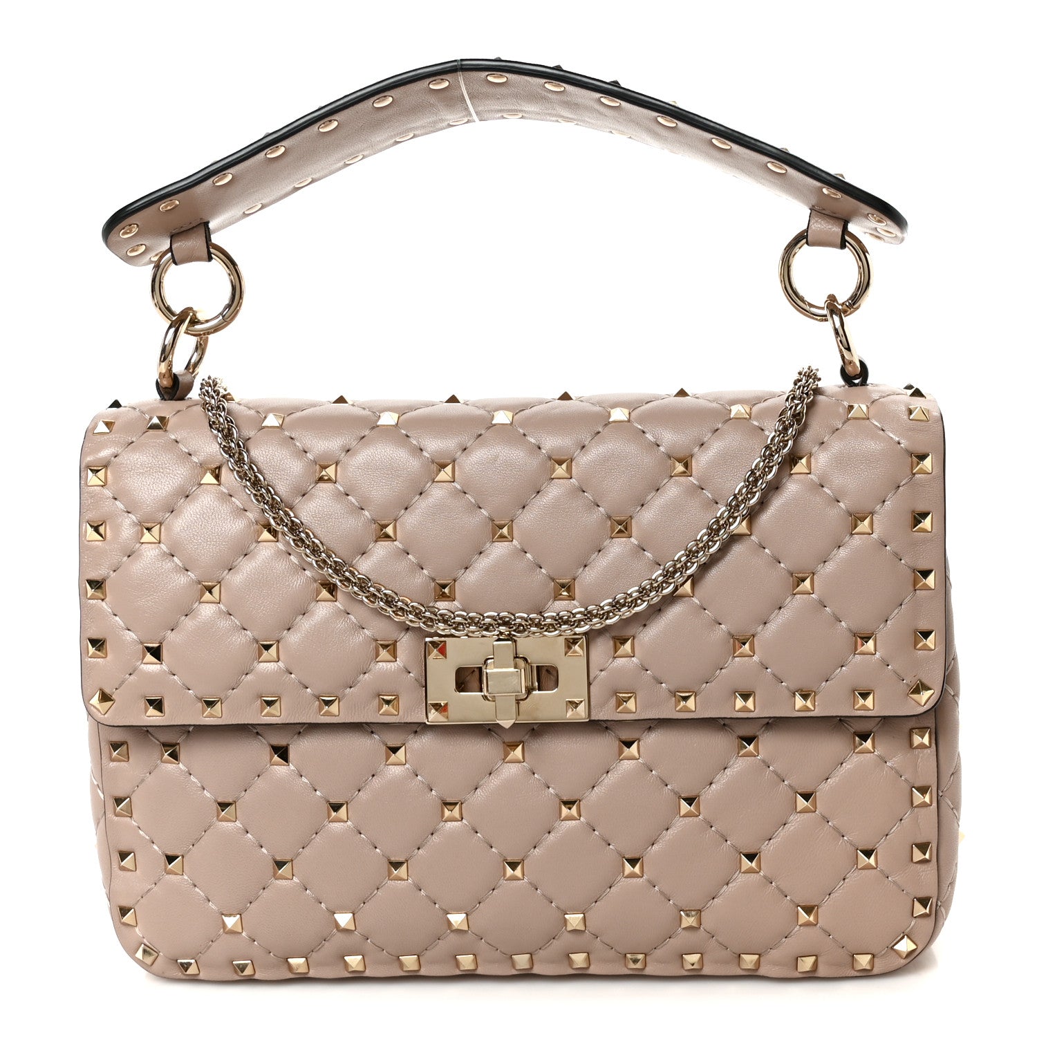 Valentino Garavani Nappa Medium Rockstud Spike Shoulder Bag Poudre 1 of 9